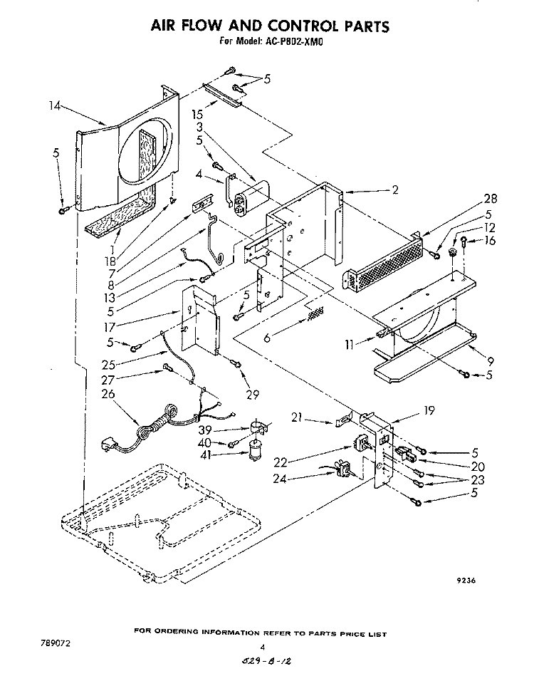 AIRFLOW AND CONTROL Diagram and Parts List for ACP802XM0  Whirlpool Air Conditioner