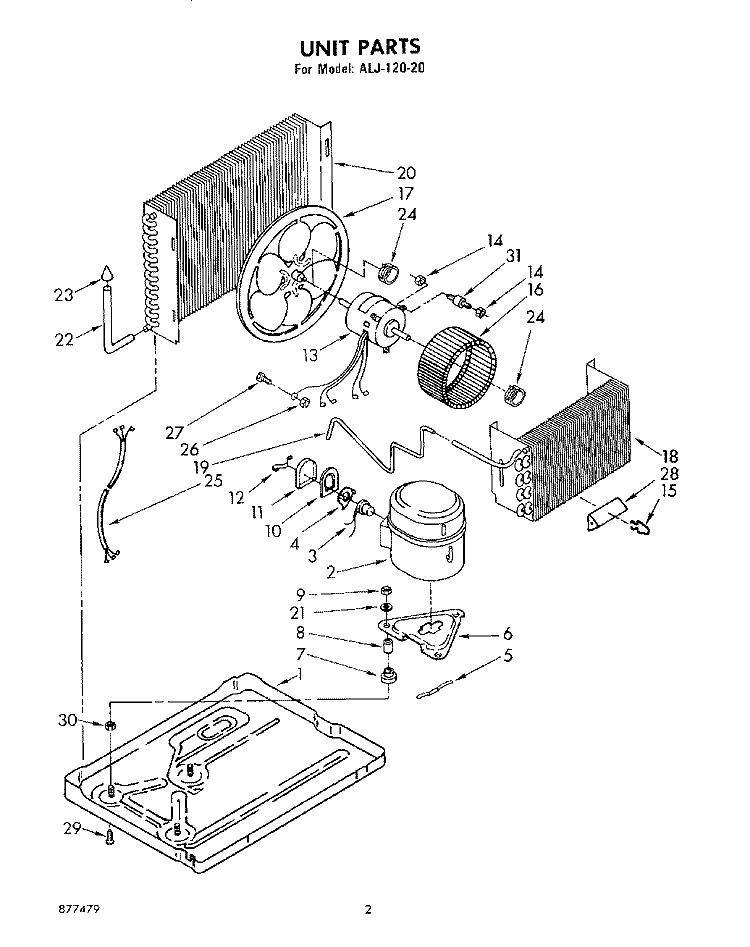 SECTION Diagram and Parts List for ALJ12020  Whirlpool Air Conditioner
