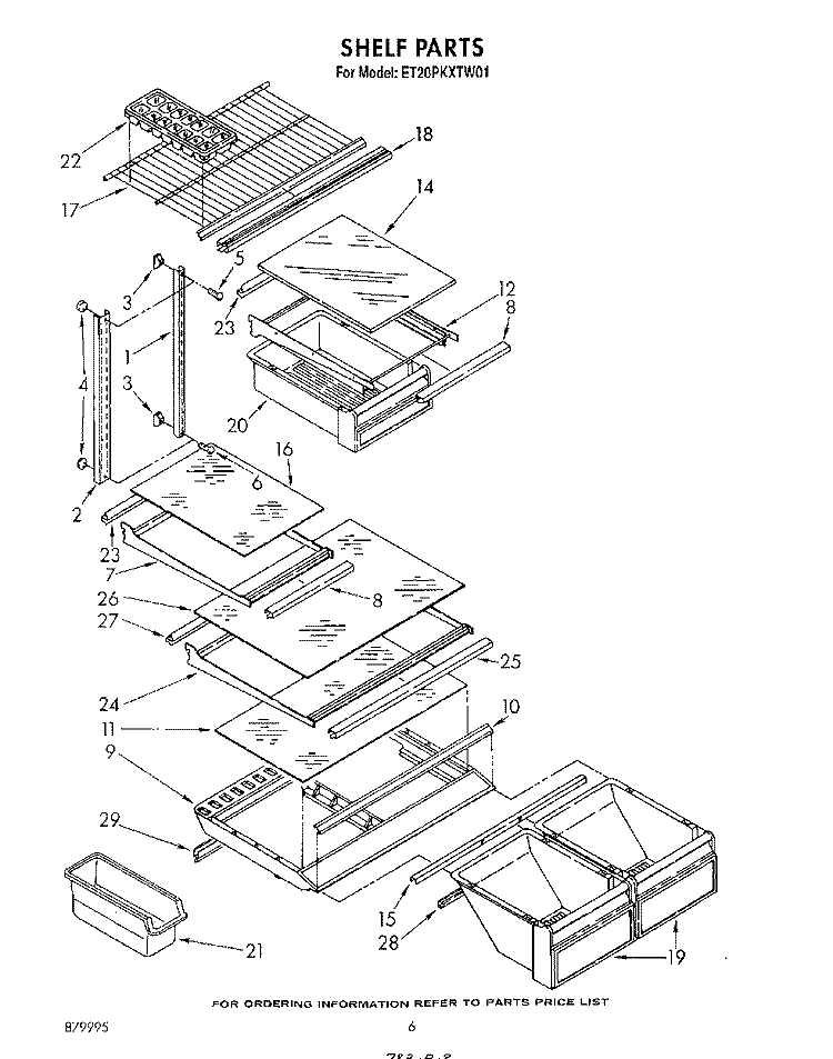 SHELF Diagram and Parts List for ET20PKXTN01  Whirlpool Refrigerator