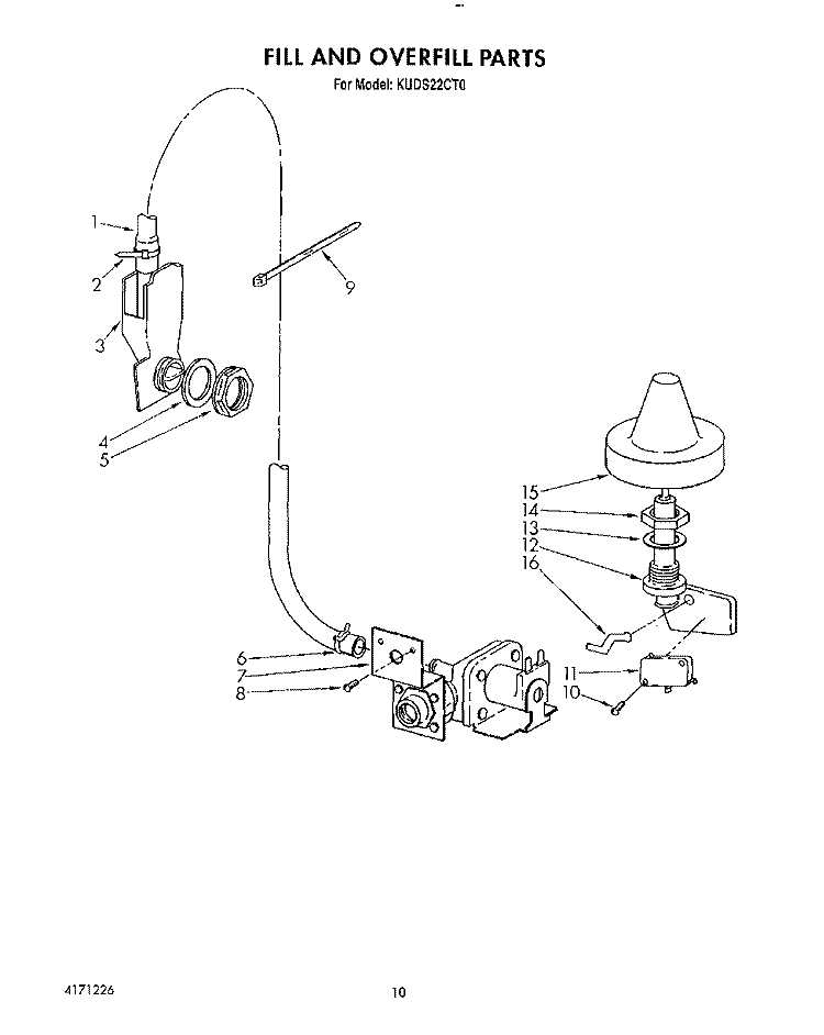 FILL AND OVERFILL Diagram and Parts List for KUDS22CT0  KitchenAid Dishwasher