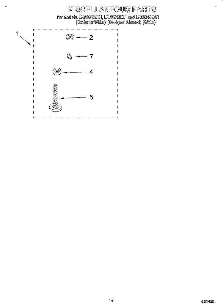 MISCELLANEOUS, LIT/OPTIONAL Diagram and Parts List for LXR9245EZ1  Whirlpool Washer