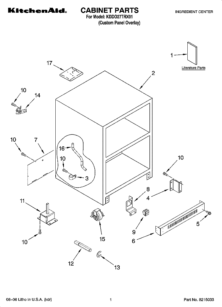 CABINET PARTS Diagram and Parts List for KDDO27TRX01  KitchenAid Refrigerator