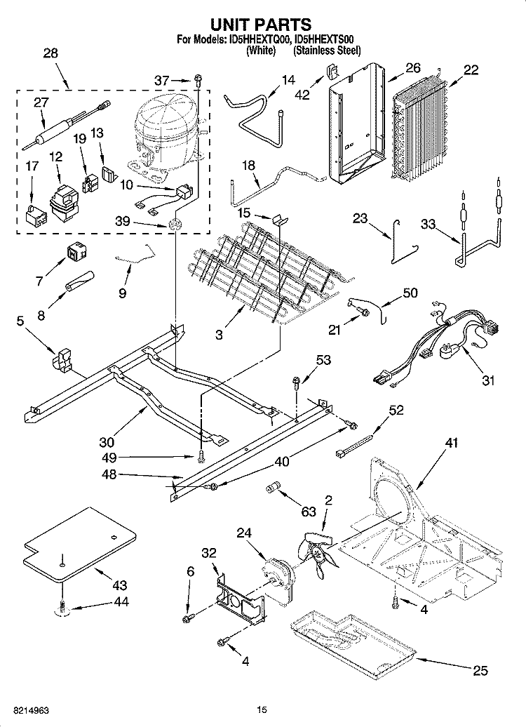 UNIT PARTS Diagram and Parts List for ID5HHEXTQ00  Whirlpool Refrigerator