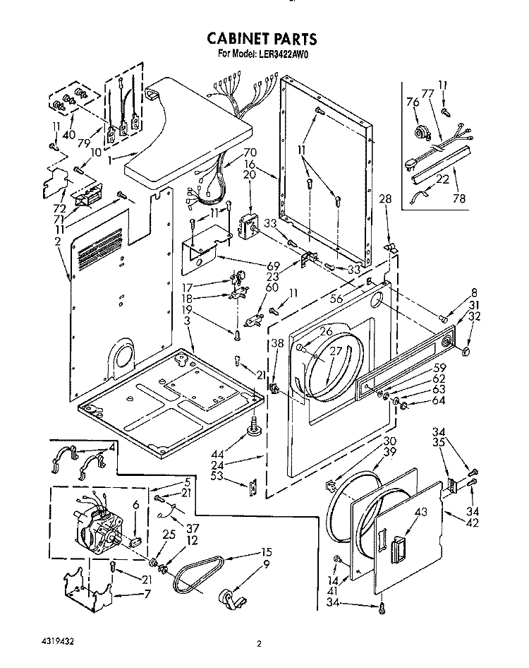 SECTION Diagram and Parts List for LER3422AW0  Whirlpool Dryer