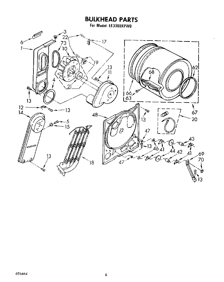 SECTION Diagram and Parts List for LE3300XPW0  Whirlpool Dryer