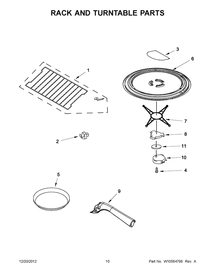 RACK AND TURNTABLE PARTS Diagram and Parts List for KHMS2056SSS4  KitchenAid Microwave