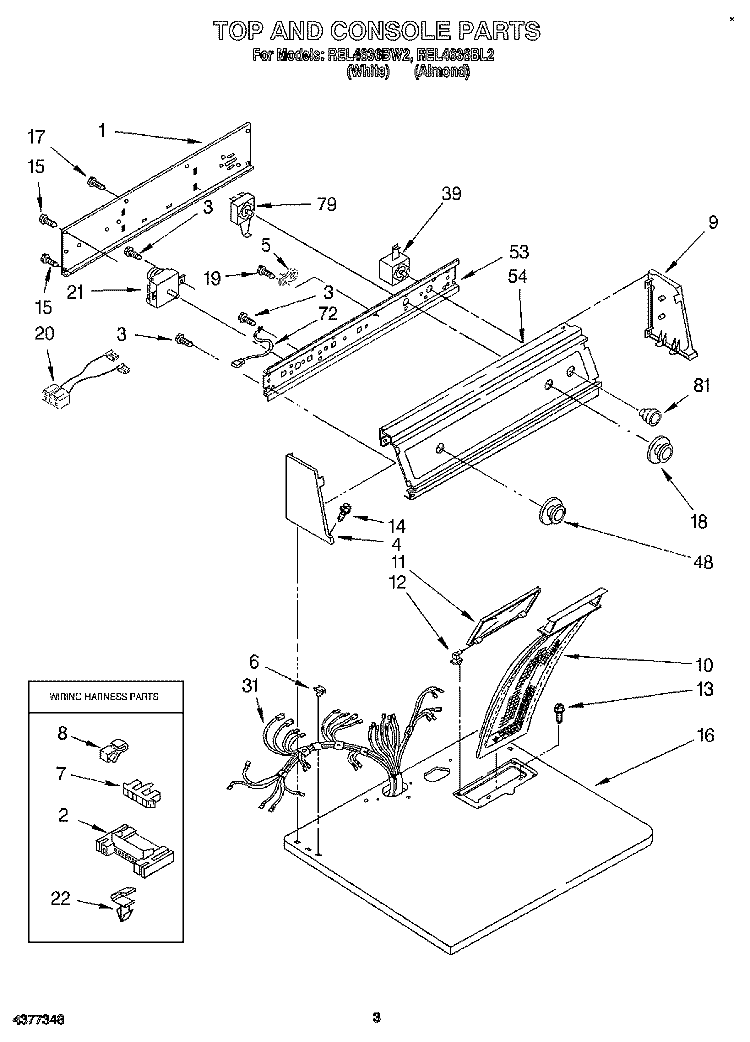 SECTION Diagram and Parts List for REL4636BW2  Roper Dryer