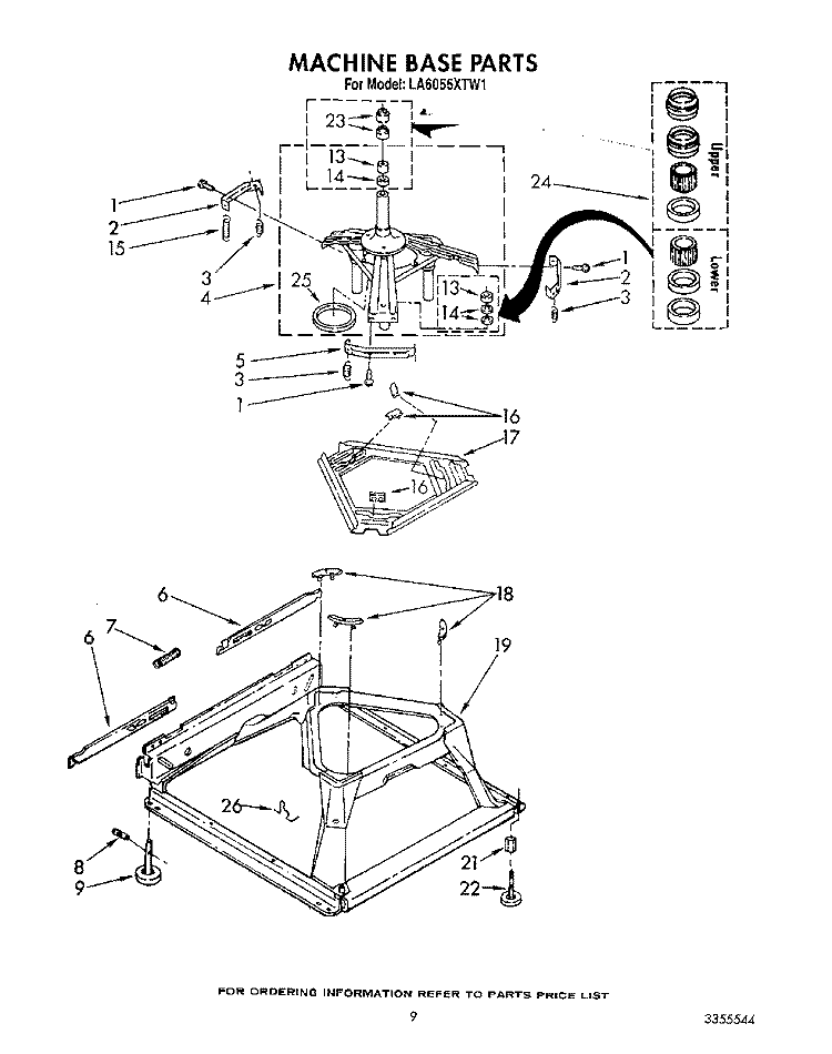MACHINE BASE Diagram and Parts List for LA6055XTM1  Whirlpool Washer
