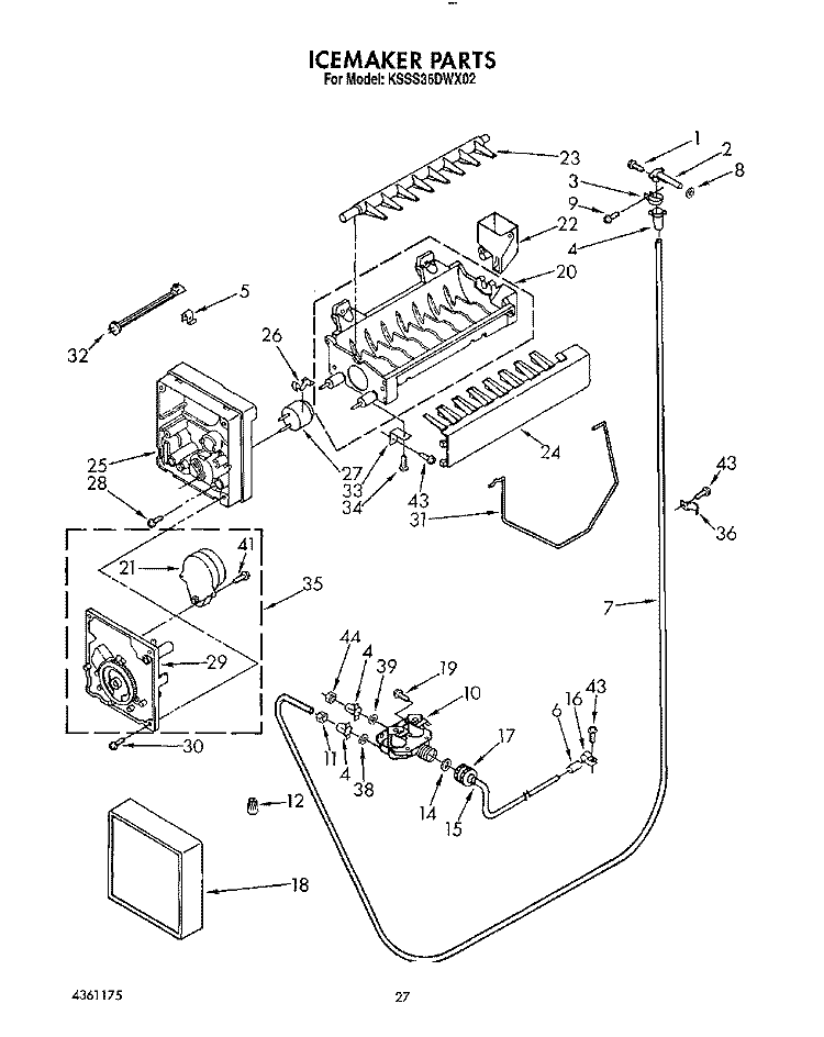 ICEMAKER, LIT/OPTIONAL Diagram and Parts List for KSSS36DWX02  KitchenAid Refrigerator