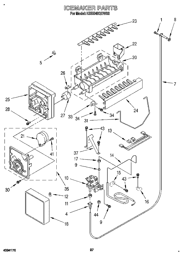 ICEMAKER, LIT/OPTIONAL Diagram and Parts List for KSSS48QDW02  KitchenAid Refrigerator