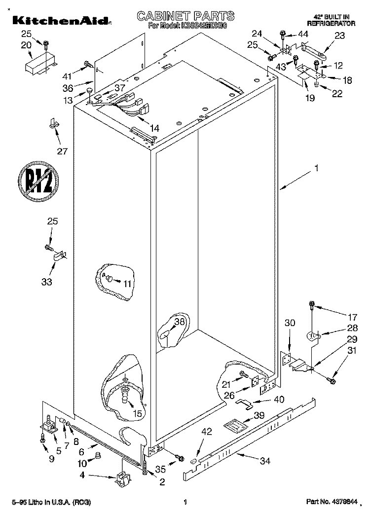 CABINET Diagram and Parts List for KSSS42MDX00  KitchenAid Refrigerator
