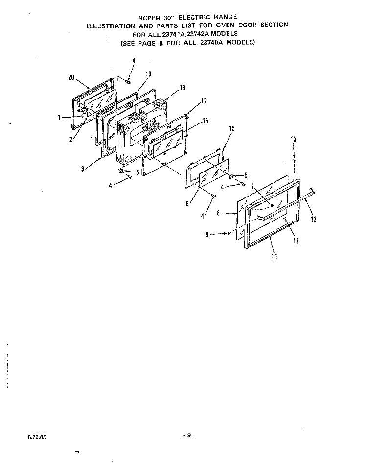 SECTION Diagram and Parts List for 2374W1A  Roper Range