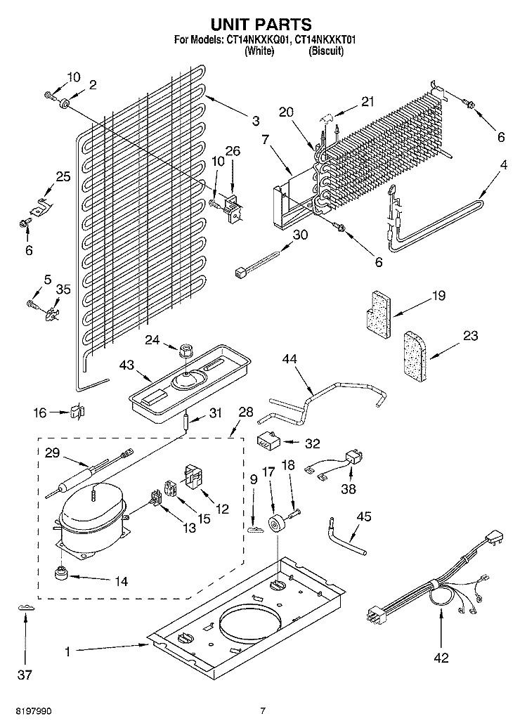 UNIT Diagram and Parts List for CT14NKXKT01  Crosley Refrigerator