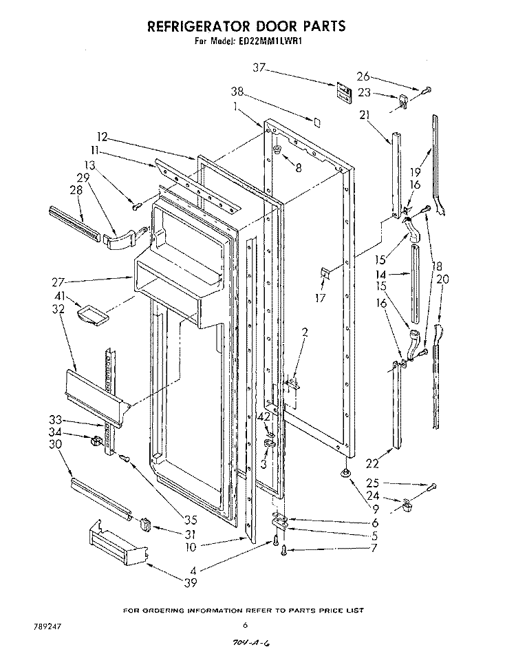 REFRIGERATOR DOOR Diagram and Parts List for ED22MM1LWR1  Whirlpool Refrigerator