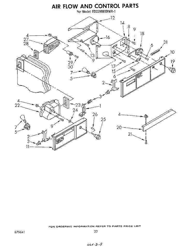 AIR FLOW AND CONTROL Diagram and Parts List for ED22MMXRWR1  Whirlpool Refrigerator