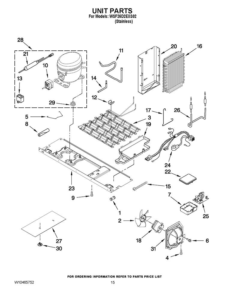 UNIT PARTS Diagram and Parts List for WSF26D2EXS02  Whirlpool Refrigerator