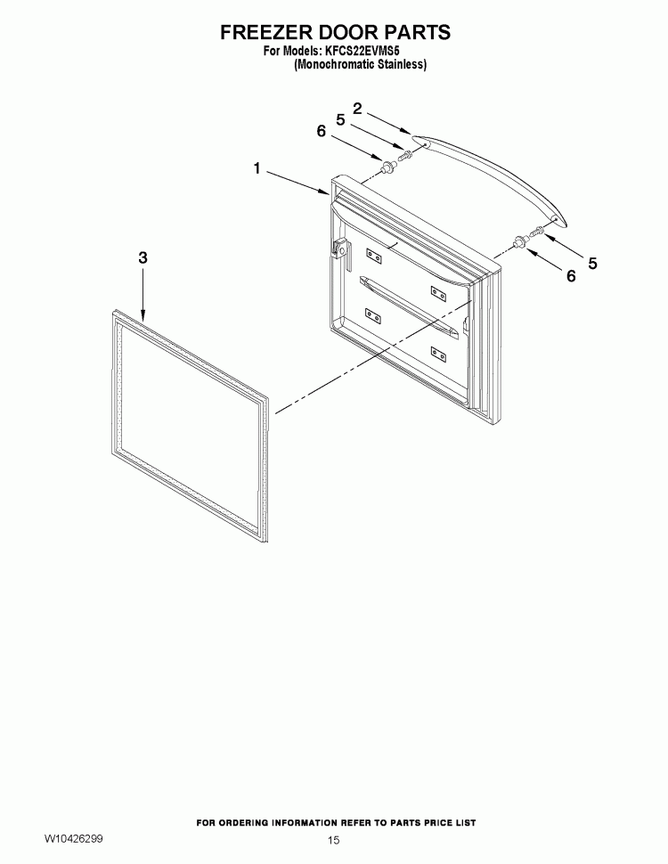 FREEZER DOOR PARTS Diagram and Parts List for KFCS22EVMS5  KitchenAid Refrigerator