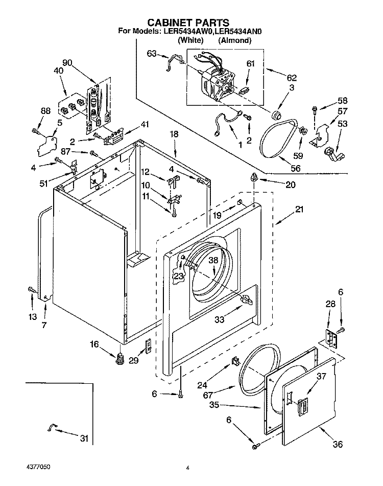 SECTION Diagram and Parts List for LER5434AW0  Whirlpool Dryer