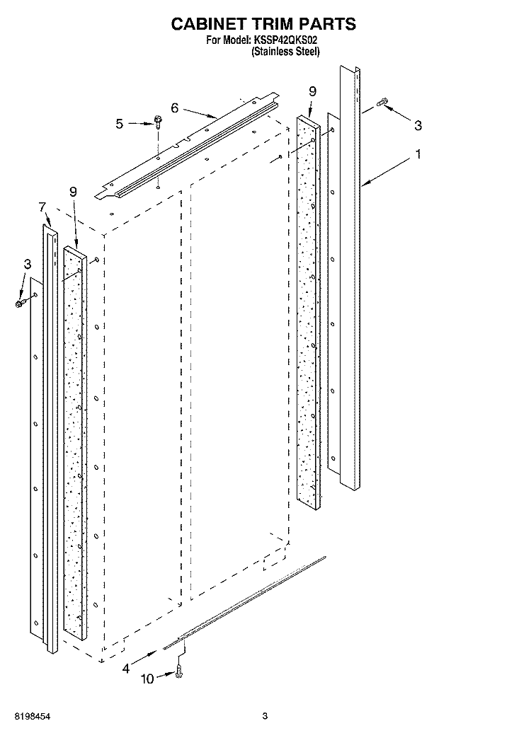 CABINET TRIM PARTS Diagram and Parts List for KSSP42QKS02  KitchenAid Refrigerator