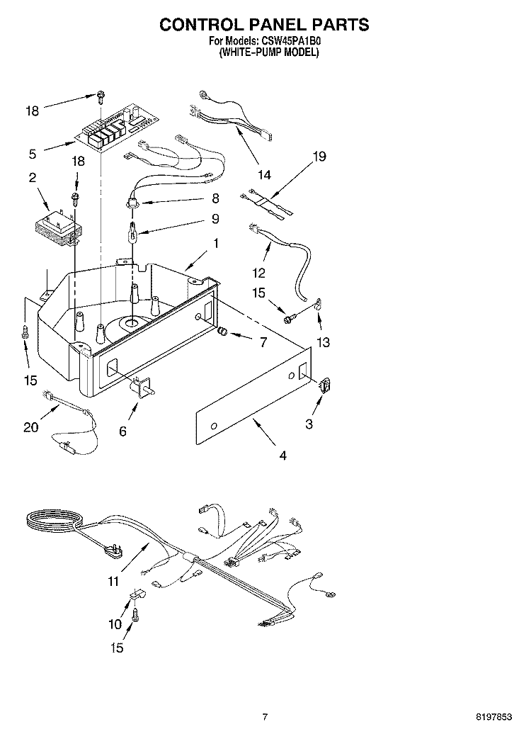 CONTROL PANEL Diagram and Parts List for CSW45PA1B0  Whirlpool Ice Maker