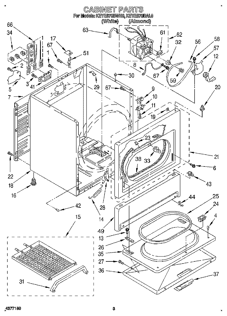 SECTION Diagram and Parts List for KEYE870BAL0  KitchenAid Dryer
