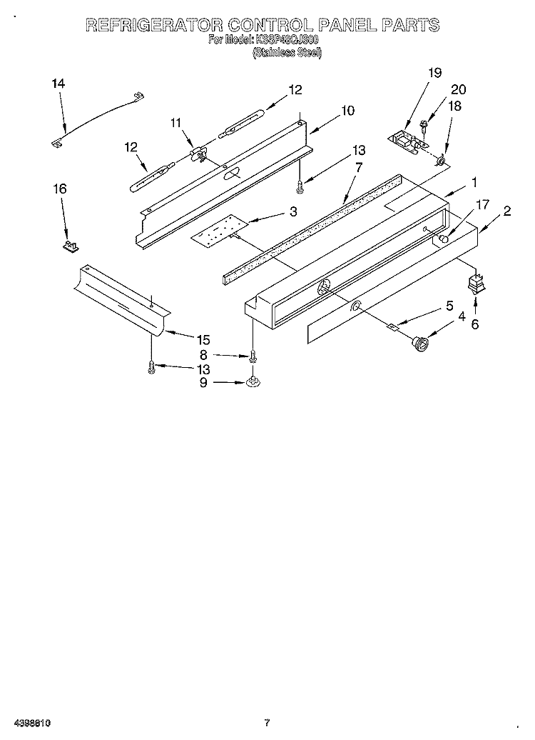 REFRIGERATOR CONTROL PANEL Diagram and Parts List for KSSP48QJS00  KitchenAid Refrigerator