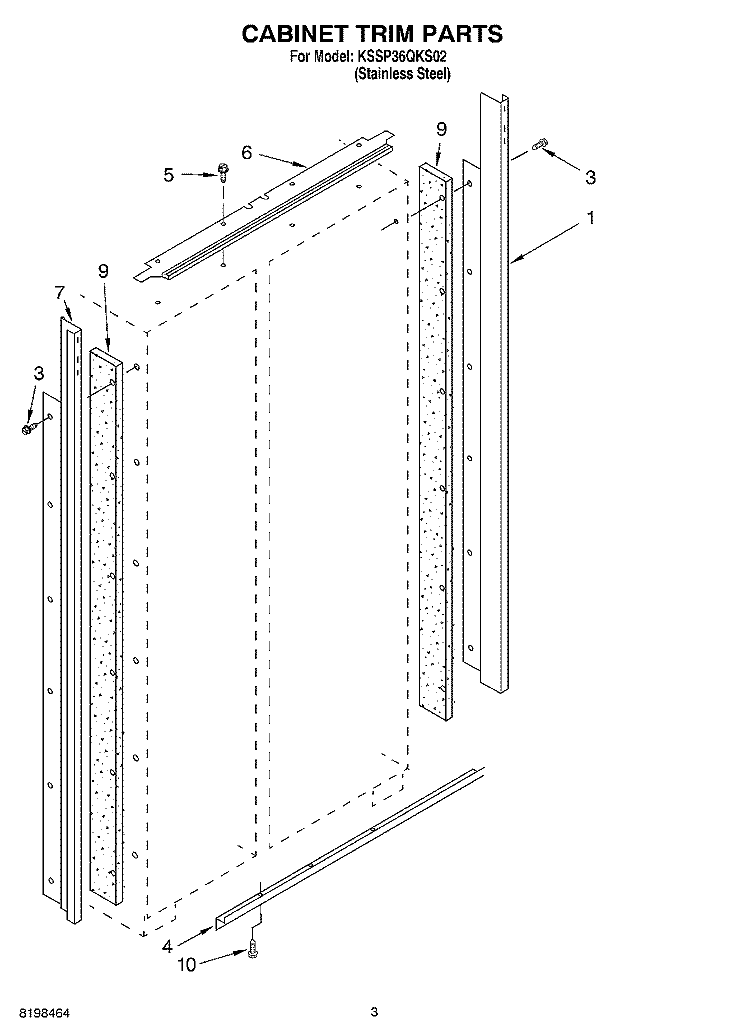 CABINET TRIM PARTS Diagram and Parts List for KSSP36QKS02  KitchenAid Refrigerator