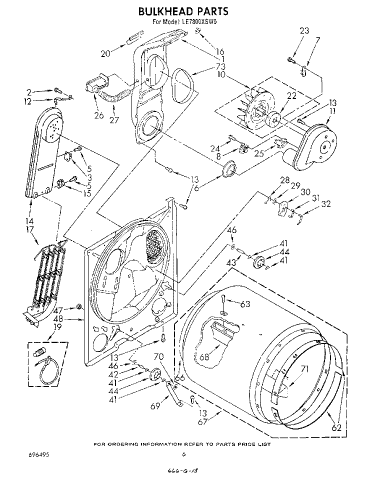 SECTION Diagram and Parts List for LE7800XSW0  Whirlpool Dryer