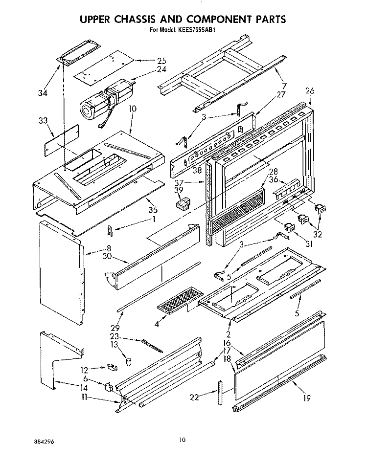 UPPER CHASSIS AND COMPONENT Diagram and Parts List for KEES705SAB1  KitchenAid Microwave Oven Combo