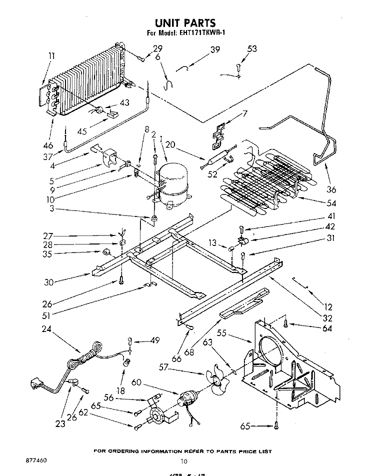 UNIT Diagram and Parts List for EHT171TKWR1  Whirlpool Refrigerator