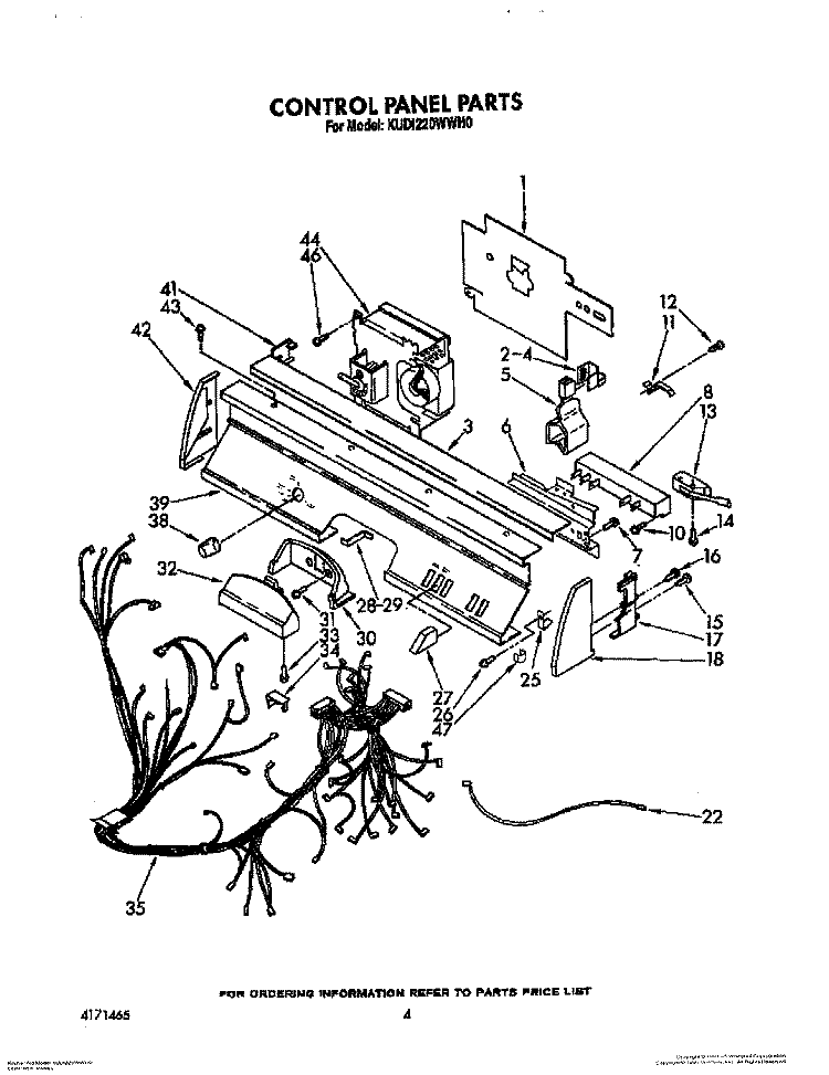 CONTROL PANEL, LIT/OPTIONAL Diagram and Parts List for KUDI220WWH0  KitchenAid Dishwasher