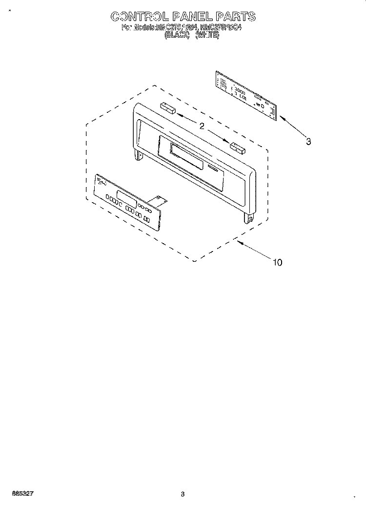 CONTROL PANEL, LITERATURE Diagram and Parts List for RMC275PDQ4  Whirlpool Microwave Oven Combo