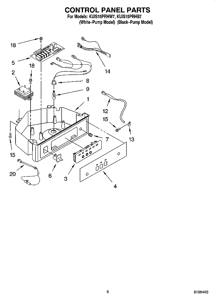 CONTROL PANEL PARTS Diagram and Parts List for KUIS15PRHW7  KitchenAid Ice Maker
