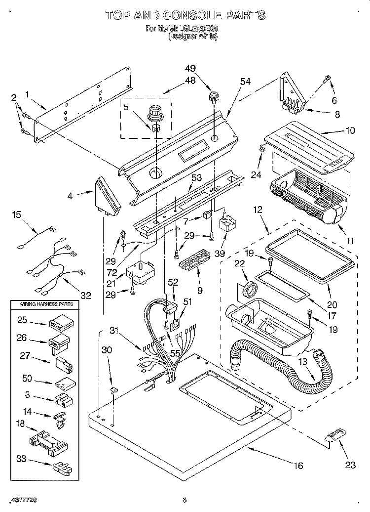 TOP AND CONSOLE, LIT/OPTIONAL Diagram and Parts List for LGL8858EQ0  Whirlpool Dryer