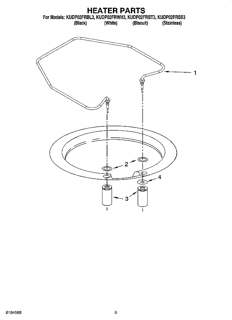 HEATER PARTS Diagram and Parts List for KUDP02FRBL3  KitchenAid Dishwasher