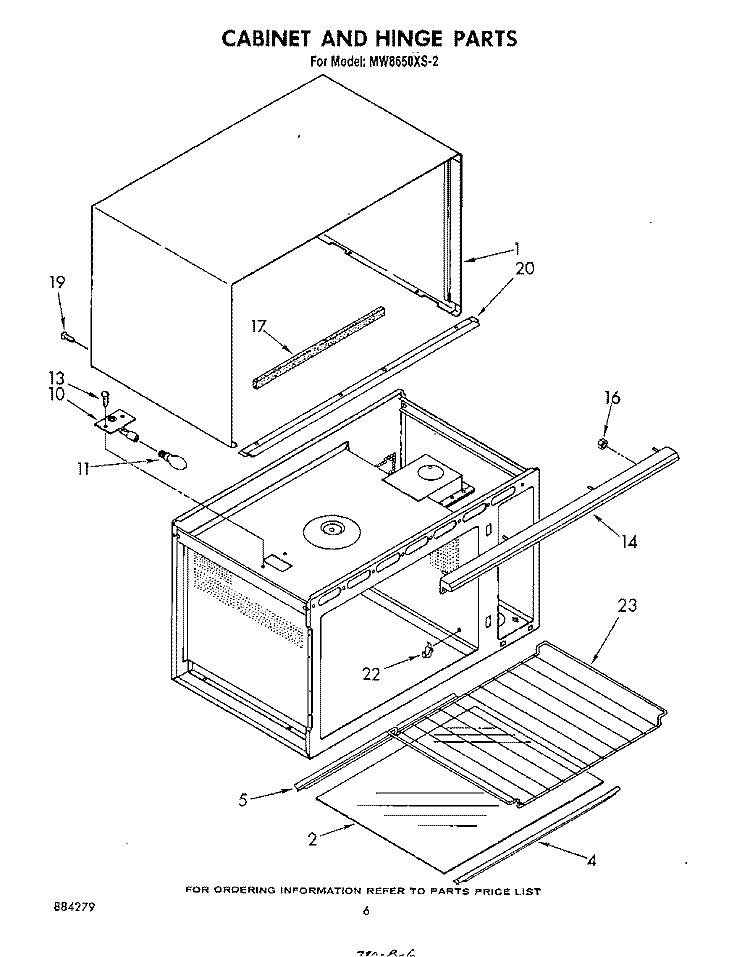 CABINET AND HINGE Diagram and Parts List for MW8650XS2  Whirlpool Microwave
