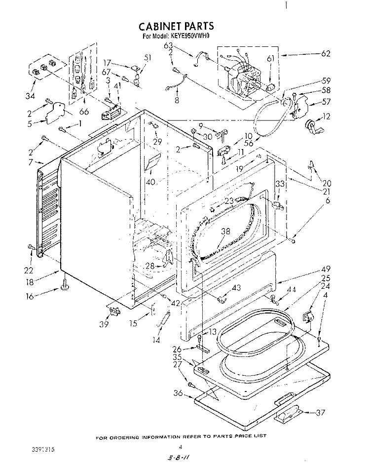 SECTION Diagram and Parts List for KEYE950VPL0  KitchenAid Dryer