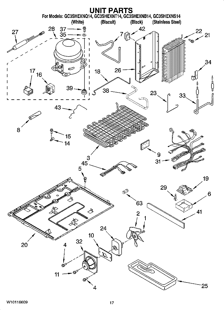 UNIT PARTS Diagram and Parts List for GC3SHEXNB14  Whirlpool Refrigerator
