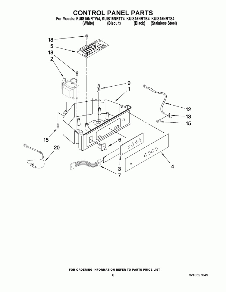 CONTROL PANEL PARTS Diagram and Parts List for KUIS15NRTS4  KitchenAid Ice Maker