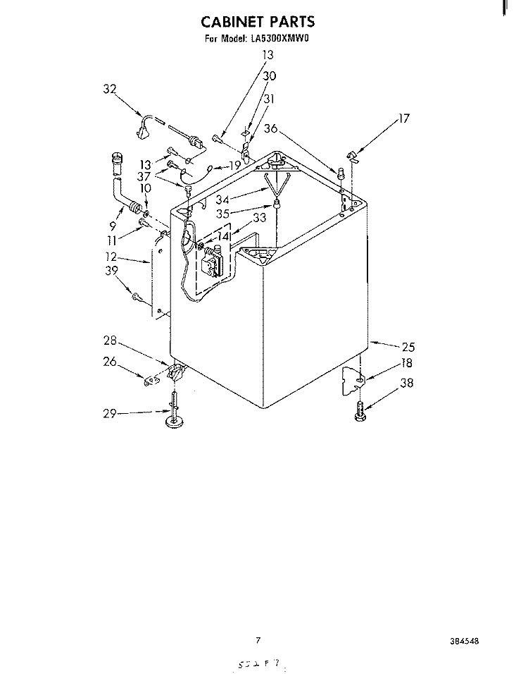 CABINET Diagram and Parts List for LA5300XMW0  Whirlpool Washer