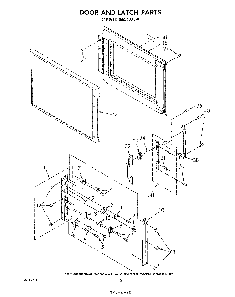 DOOR AND LATCH Diagram and Parts List for RM278BXS0  Whirlpool Microwave Oven Combo