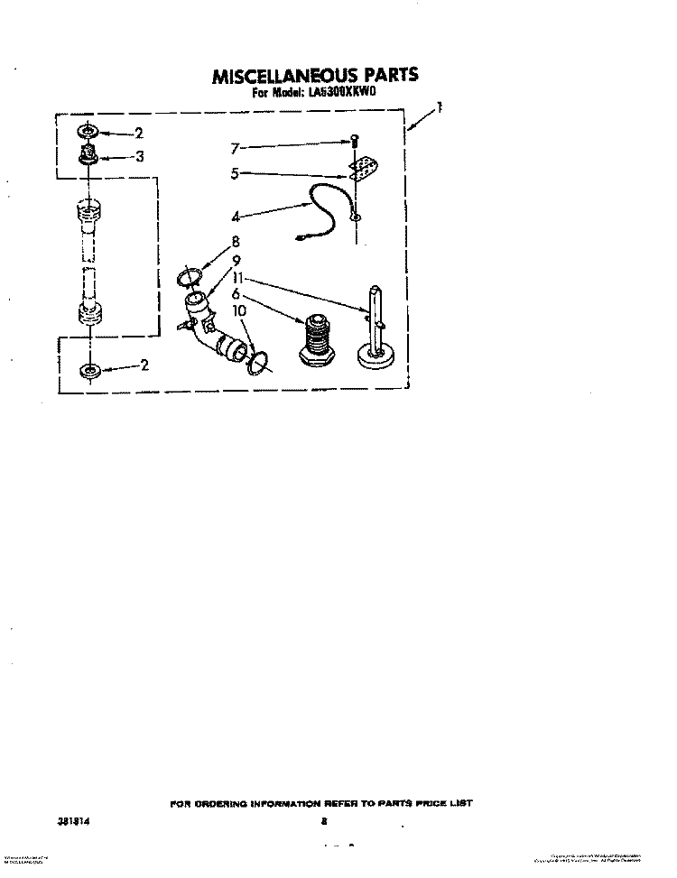 MISCELLANEOUS, LIT/OPTIONAL Diagram and Parts List for LA5300XKW0  Whirlpool Washer