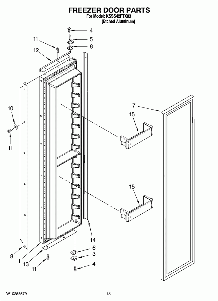 FREEZER DOOR PARTS Diagram and Parts List for KSSS42FTX03  KitchenAid Refrigerator