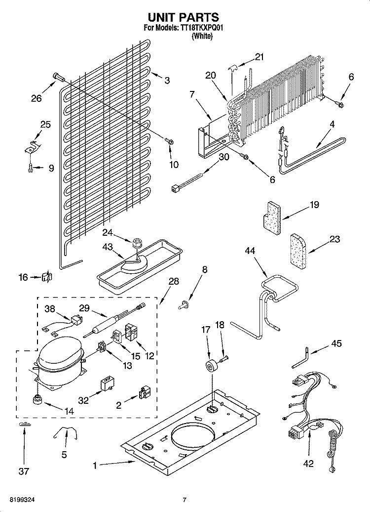 UNIT PARTS Diagram and Parts List for TT18TKXPQ01  Estate Refrigerator