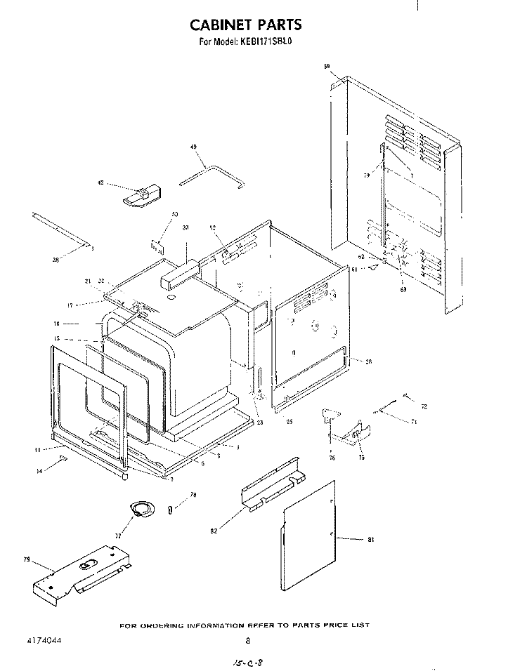 CABINET Diagram and Parts List for KEBI171SBL0  KitchenAid Wall Oven