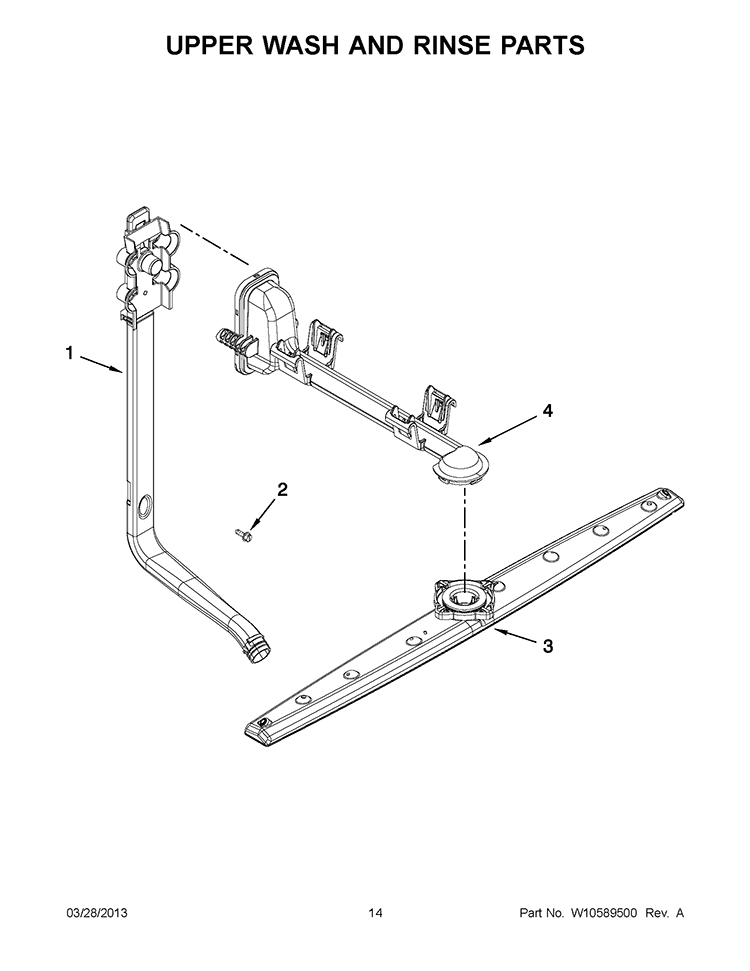 UPPER WASH AND RINSE PARTS Diagram and Parts List for IUD6100BB0  Whirlpool Dishwasher