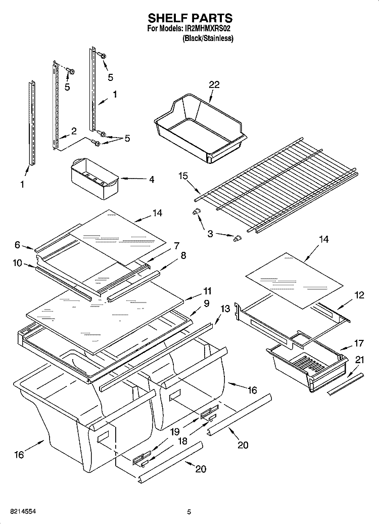 SHELF PARTS Diagram and Parts List for IR2MHMXRS02  Whirlpool Refrigerator