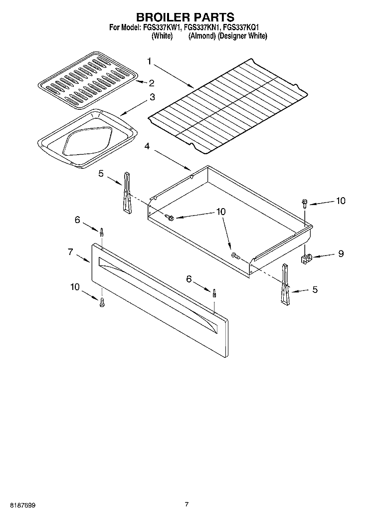 BROILER Diagram and Parts List for FGS337KN1  Roper Range
