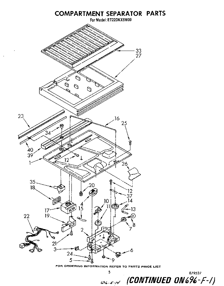 COMPARTMENT SEPARATOR Diagram and Parts List for ET22DKXSW00  Whirlpool Refrigerator