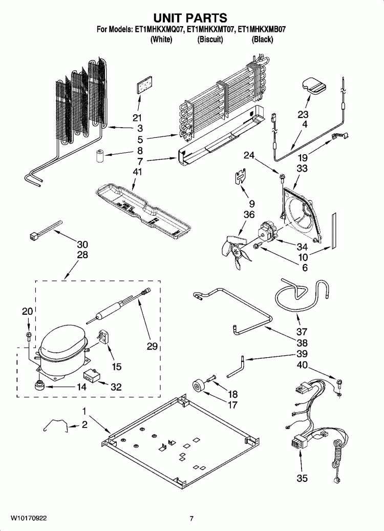 UNIT PARTS Diagram and Parts List for ET1MHKXMQ07  Whirlpool Refrigerator